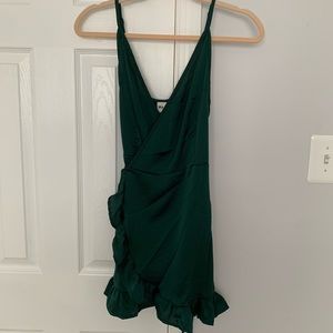 Princess Polly Dark Green Wrap Dress